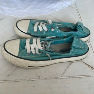 Converse low top slip on sneakers turquoise color women’s size 5.5